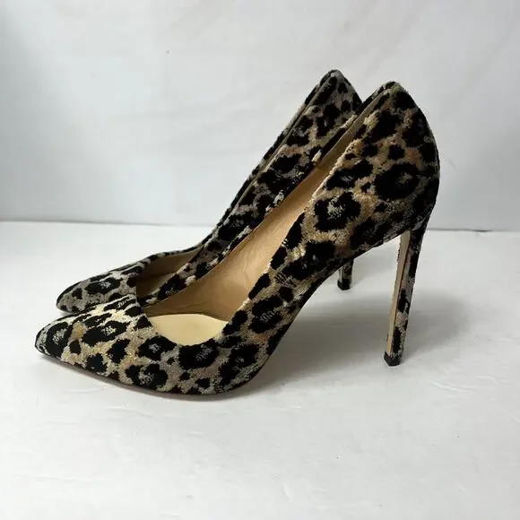 Francensco Russo Pumps Woman 11 Velvet Leopard Print Stiletto Heels Italy Made - Picture 7 of 16